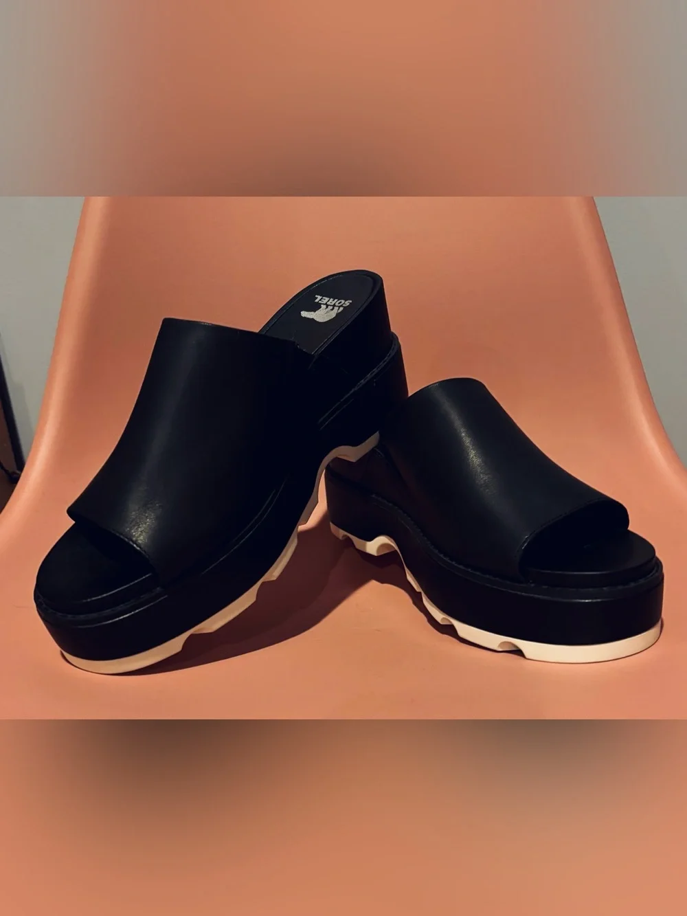 Sorel Black Platform Slide Sandals Size 10- Women